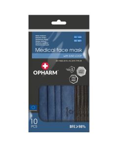 Opharm Kirurgisk munnbind Type 2R - Mørkeblå - 10 stk