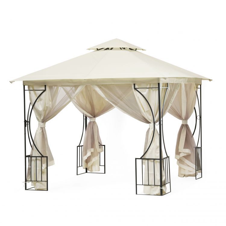 Paviljong med vegger, 3x3m, Offwhite