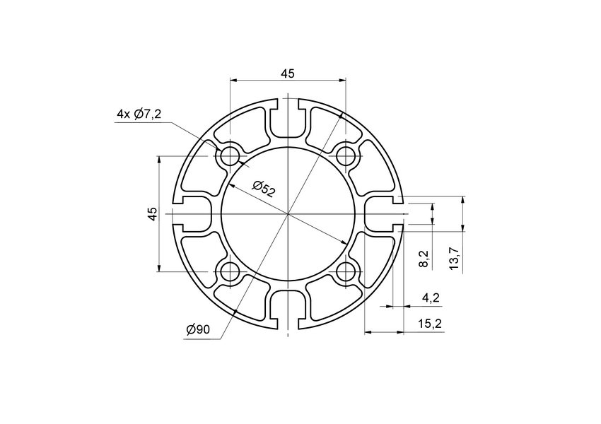 Aluminiumsprofil D = 90